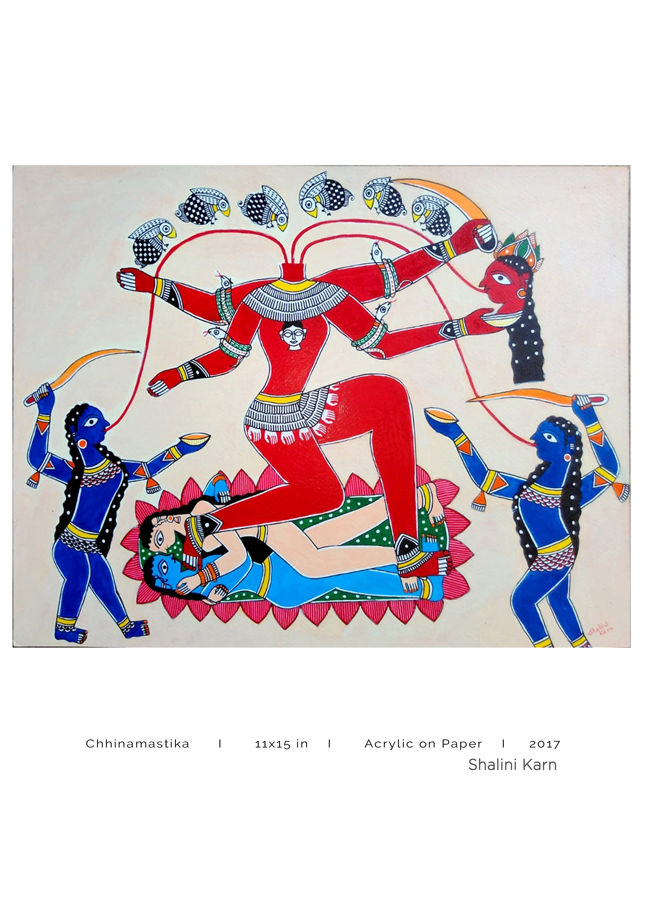 Chhinna-mastika Kali- Madhubani Painting